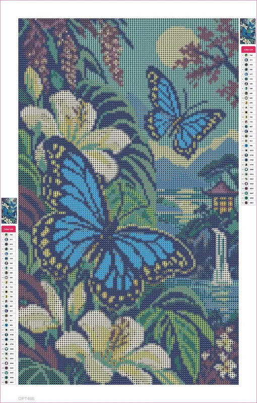 Diamond painting adhesive canvas preview - The Blue Butterfly Fern Room