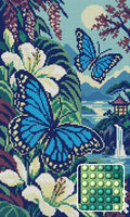 Thumbnail for The Blue Butterfly Fern Room, 30x50 cm diamond painting – finished design preview with a close-up of round drills