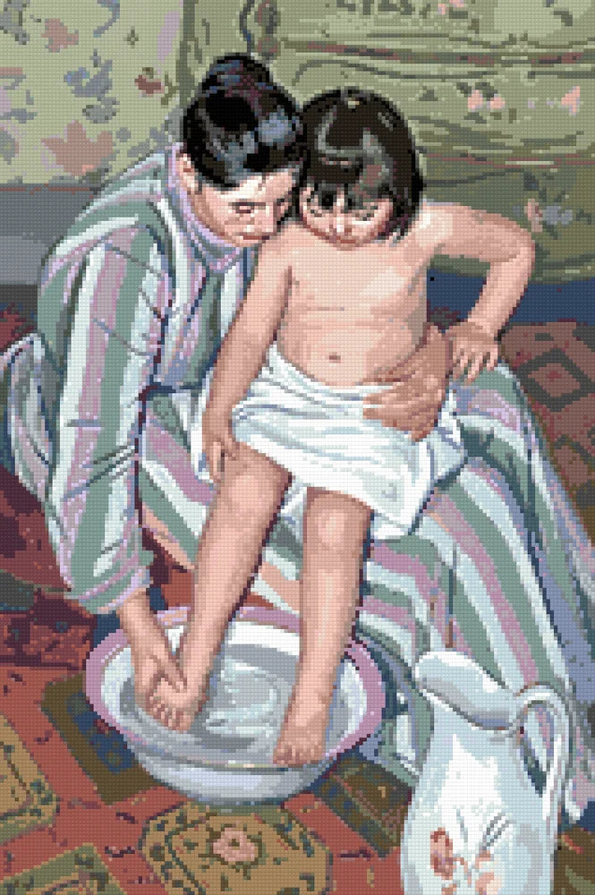 Förhandsvisning av diamantmönstret för Mary Cassatts Badet