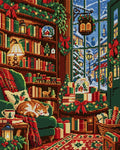 Thumbnail for The Christmas Bookshop Window, 40x50 cm diamond painting – full design preview without the close-up inset