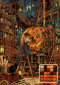 Thumbnail for The Clockwork Pumpkin Workshop, 50x70 cm diamond painting – finished design preview with a close-up of square drills