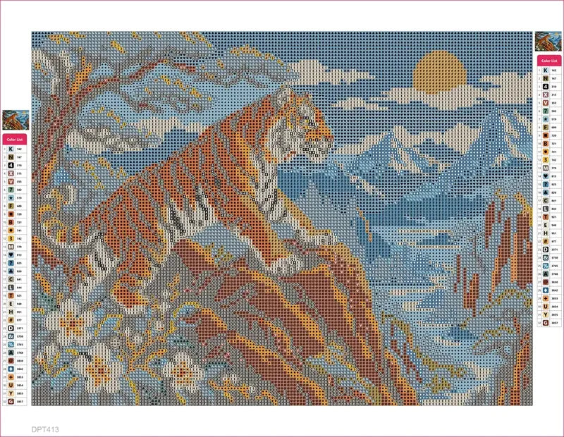 Diamond painting adhesive canvas preview - The Copper Ridge Tiger
