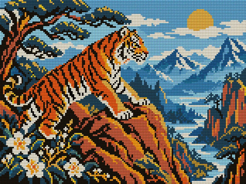 The Copper Ridge Tiger, 40x30 cm diamond painting – full design preview without the close-up inset