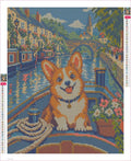 Thumbnail for Diamond painting adhesive canvas preview - The Corgi Canal Captain