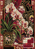 Thumbnail for The Crimson Orchid Screen, 50x70 cm diamond painting – finished design preview with a close-up of square drills