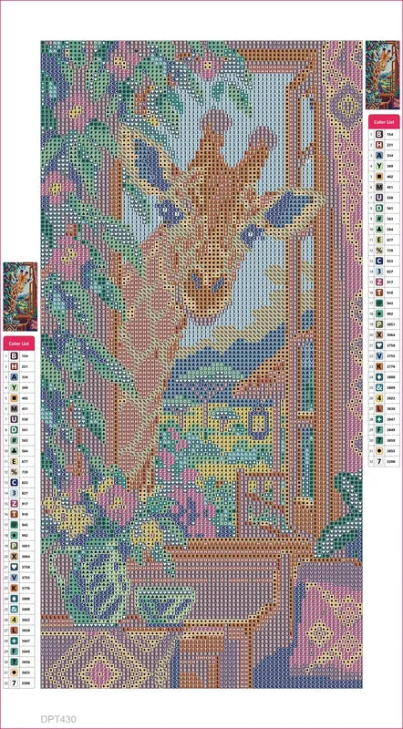 Diamond painting adhesive canvas preview - The Curious Giraffe Window