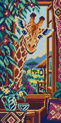 Thumbnail for The Curious Giraffe Window, 20x40 cm diamond painting – full design preview without the close-up inset