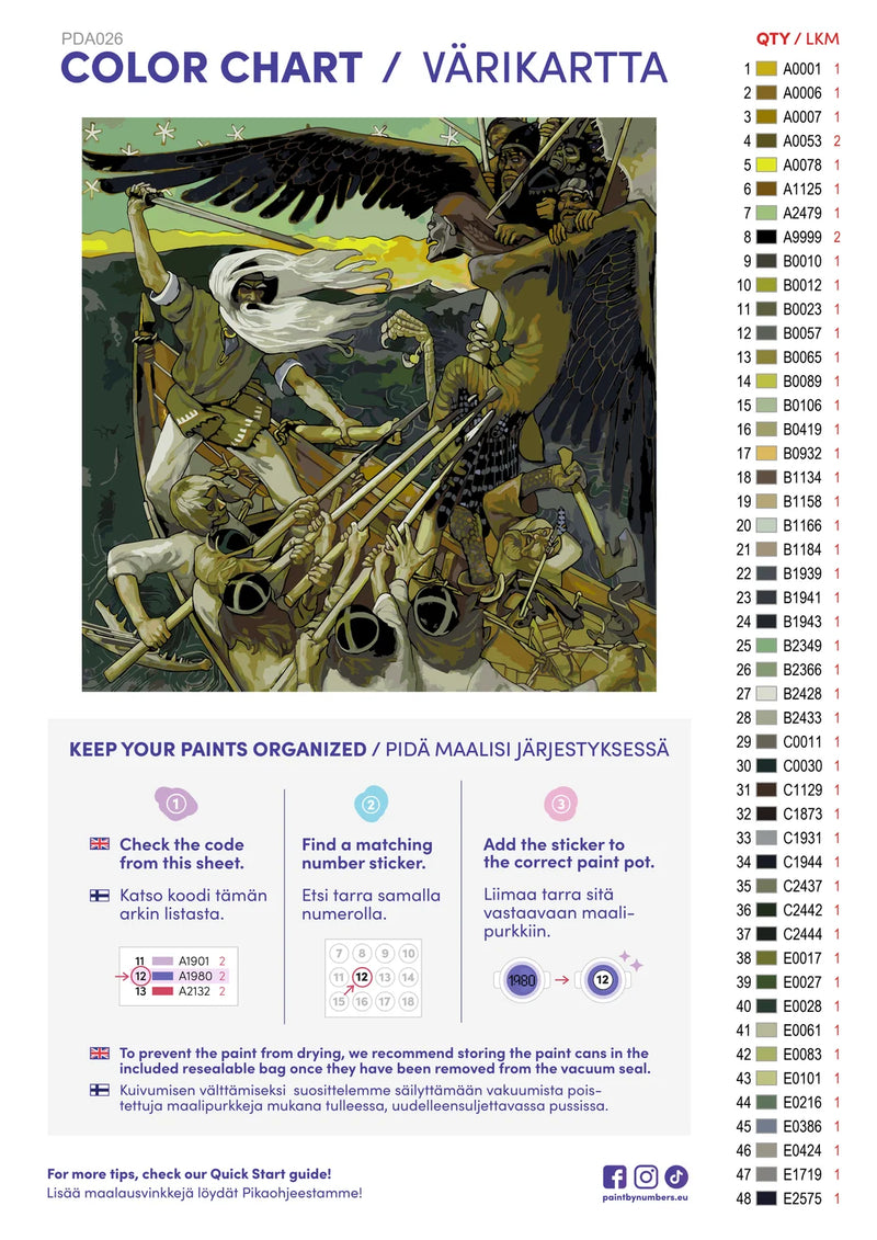 Color chart and instructions - The Defense of the Sampo 50x50cm
