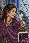 Thumbnail for The Falconer at the Frosted Window, 40x60 cm diamond painting – design and close-up of square drills