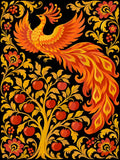 Thumbnail for Firebird and apple tree paint by numbers, decorative folk style