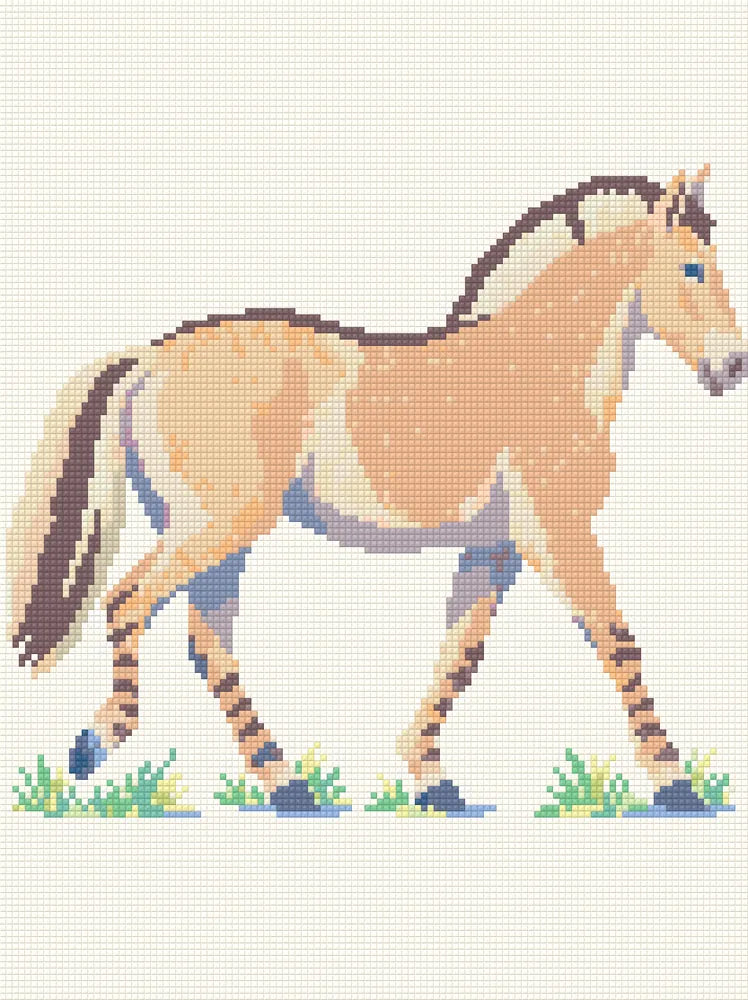 The Fjord Horse Leaves, 30x40 cm diamond painting – finished design preview
