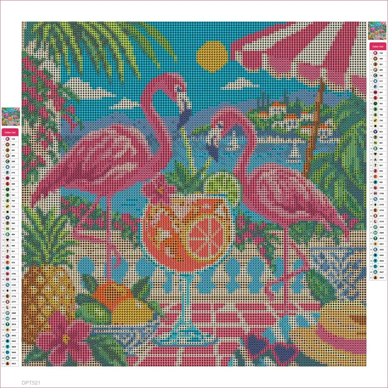 Diamond painting adhesive canvas preview - The Flamingo Cocktail Society