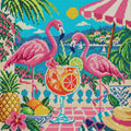 Thumbnail for The Flamingo Cocktail Society, 40x40 cm diamond painting – full design preview without the close-up inset