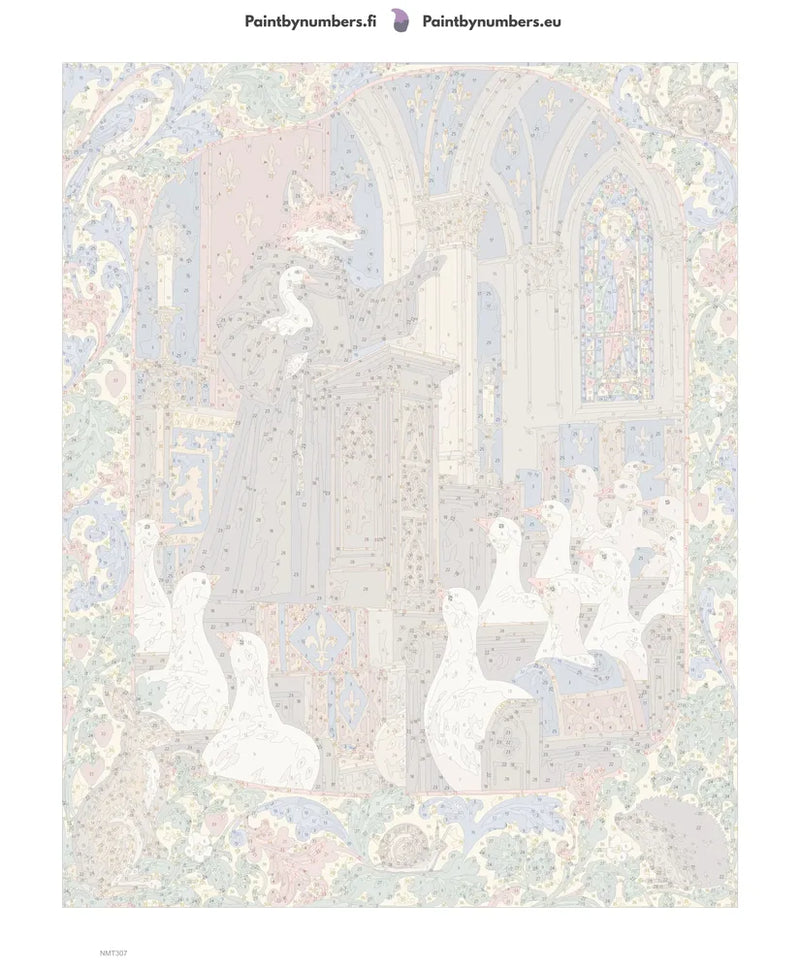 Paint by numbers numbered canvas - The Fox Preaches to the Geese 40x50cm