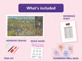 Thumbnail for the-ga 140x80cm diamond painting kit contents: adhesive canvas, color chart, tools and diamond bags