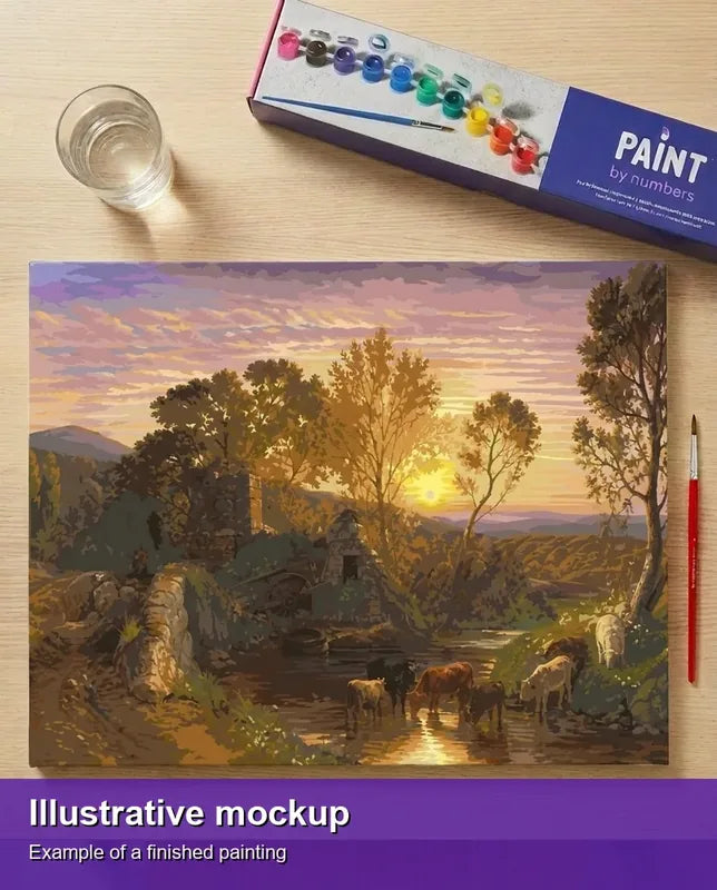 Finished paint by numbers mockup - The Golden Hour 50x40cm