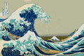 Thumbnail for Paint by numbers of Hokusai's Great Wave curling over boats with snowy Mount Fuji behind.