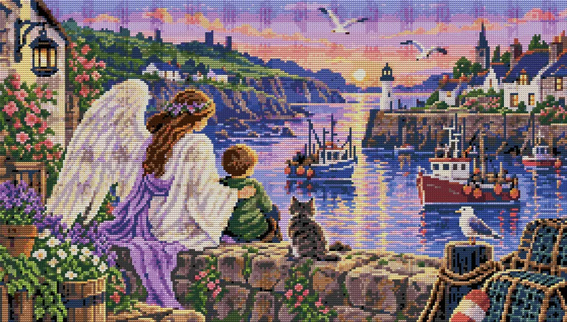 The Harbour Guardian, 70x40 cm diamond painting – full design preview without the close-up inset