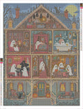 Thumbnail for Diamond painting adhesive canvas preview - The Haunted Dollhouse Cross-Section