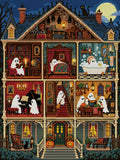 Thumbnail for cutaway haunted dollhouse with friendly ghosts in every room, 60x80 cm diamond painting – full design preview