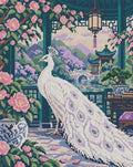 Thumbnail for The Ivory Peacock Pavilion, 40x50 cm diamond painting – full design preview without the close-up inset