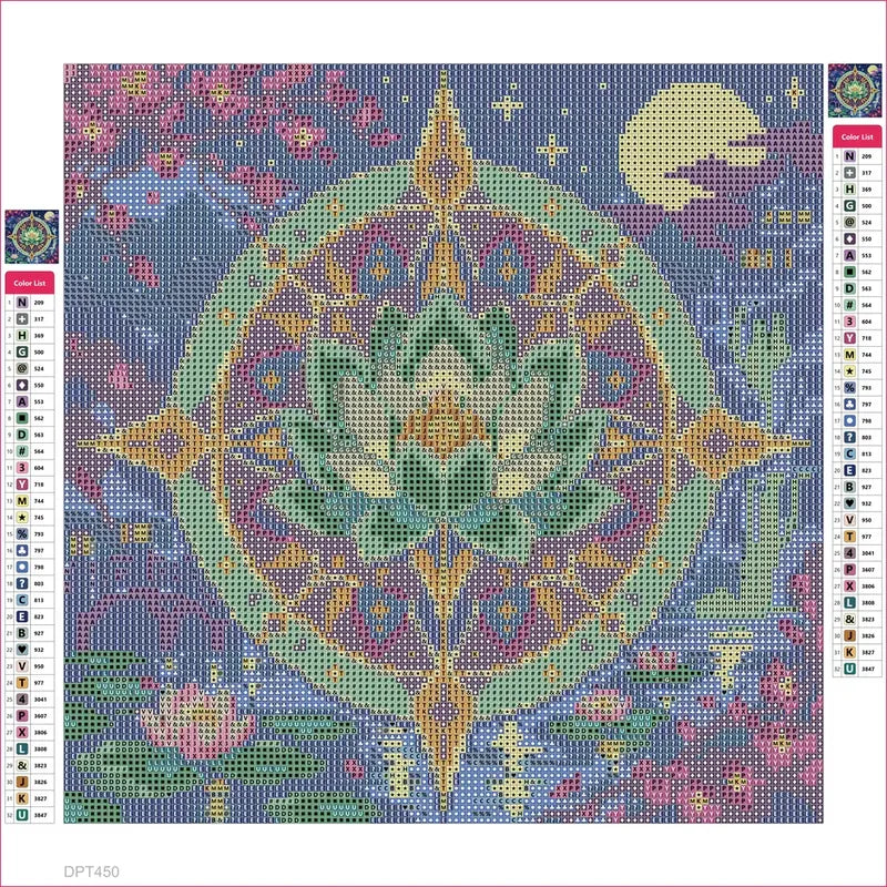 Diamond painting adhesive canvas preview - The Jade Lotus Compass