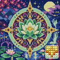 Thumbnail for The Jade Lotus Compass, 30x30 cm diamond painting – finished design preview with a close-up of square drills