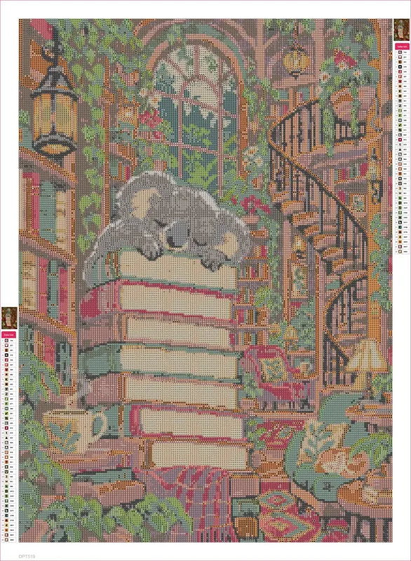 Diamond painting adhesive canvas preview - The Koala Bookshop Nap