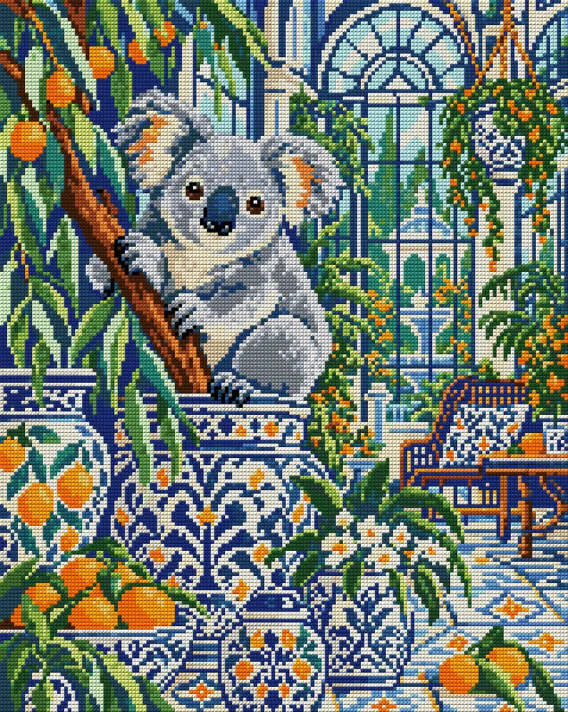The Koala Ceramic Conservatory, 40x50 cm diamond painting – full design preview without the close-up inset