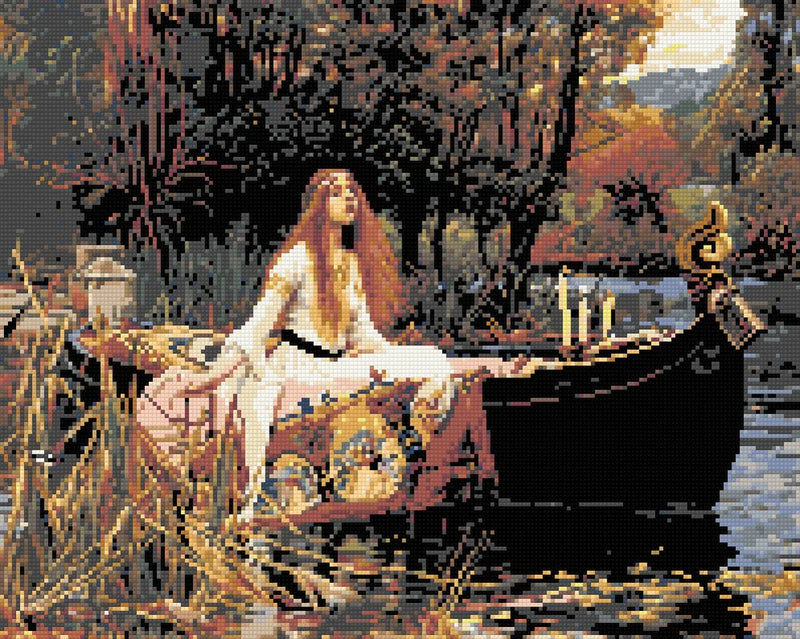 The Lady of Shalott by Waterhouse, 50x40 cm diamond painting – finished design preview