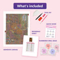 Thumbnail for What is included in the The Lions Golden Library diamond painting kit - adhesive canvas, reference sheet, tools and numbered drill bags