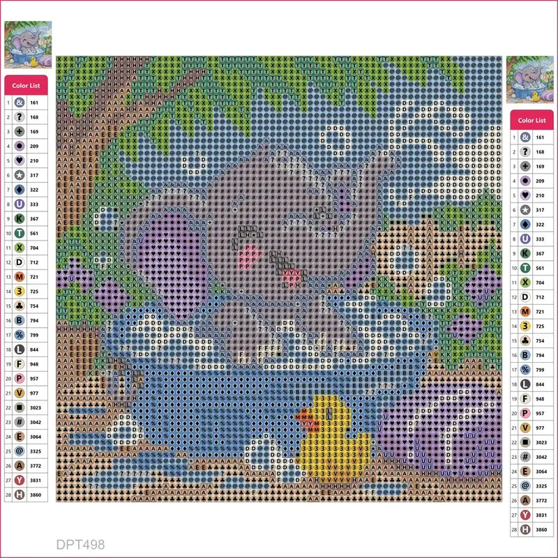 Diamond painting adhesive canvas preview - The Little Elephant Bubble Bath