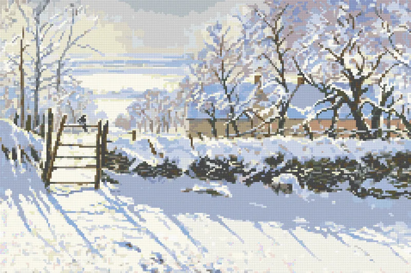 The Magpie by Monet, 60x40 cm diamond painting – finished design preview