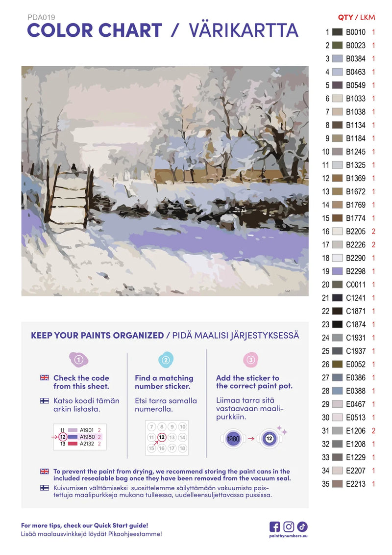 Color chart and instructions - The Magpie 50x40cm