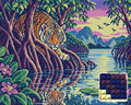 Thumbnail for The Mangrove Striped Watcher, 50x40 cm diamond painting – finished design preview with a close-up of square drills
