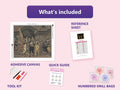 Thumbnail for The Night Watch 70x60cm diamond painting kit contents: adhesive canvas, color chart, tools and diamond bags