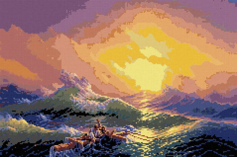 The Ninth Wave by Aivazovsky, 60x40 cm diamond painting – finished design preview
