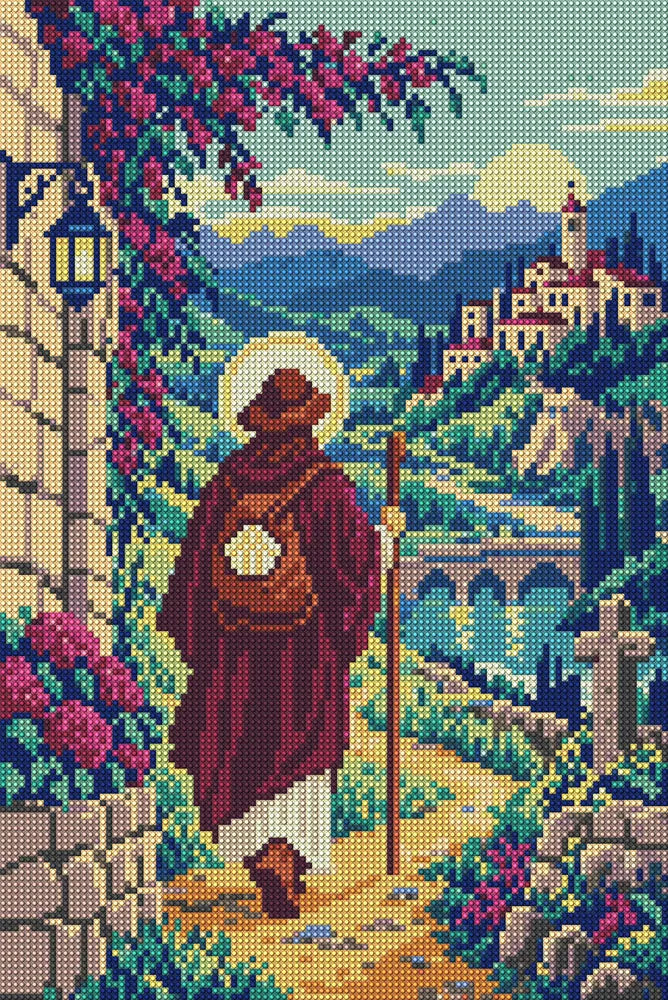 The Ochre Pilgrim, 30x45 cm diamond painting – full design preview without the close-up inset