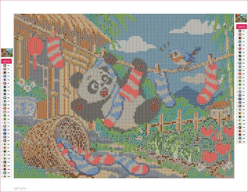 Diamond painting adhesive canvas preview - The Panda Laundry Incident