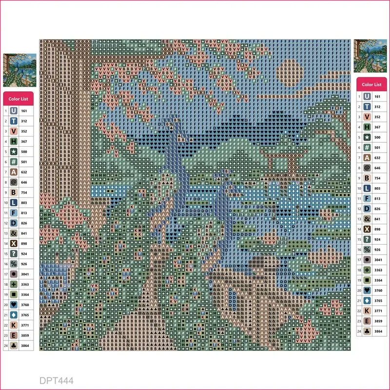 Diamond painting adhesive canvas preview - The Peacock Lily Terrace