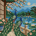 Thumbnail for The Peacock Lily Terrace, 20x20 cm diamond painting – full design preview without the close-up inset