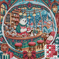 Thumbnail for The Polar Bear Snow Globe Cafe, 50x50 cm diamond painting – finished design preview with a close-up of round drills
