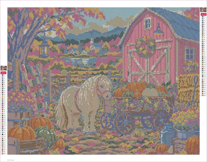 Diamond painting adhesive canvas preview - The Pony and the Pumpkin Cart