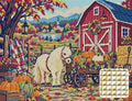 Thumbnail for The Pony and the Pumpkin Cart, 65x50 cm diamond painting – finished design preview with a close-up of square drills
