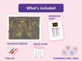 Thumbnail for The Potato Eaters 80x60cm diamond painting kit contents: adhesive canvas, color chart, tools and diamond bags