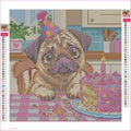 Thumbnail for Diamond painting adhesive canvas preview - The Pug Who Ate the Birthday Cake