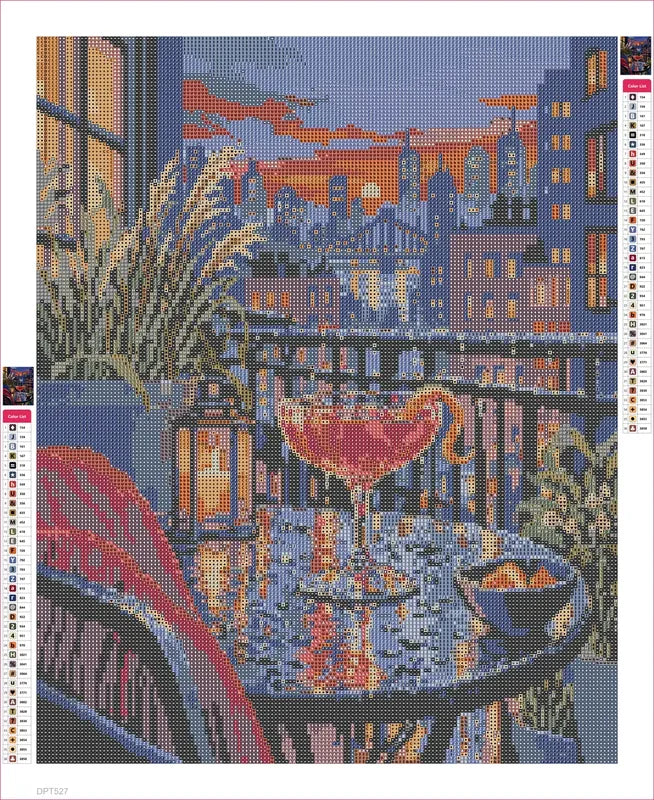 Diamond painting adhesive canvas preview - The Rainy Rooftop Negroni