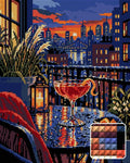 Thumbnail for The Rainy Rooftop Negroni, 40x50 cm diamond painting – finished design preview with a close-up of square drills