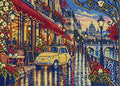Thumbnail for The Rainy Tram Street Car, 70x50 cm diamond painting – full design preview without the close-up inset