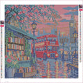 Thumbnail for Diamond painting adhesive canvas preview - The Red Bus at the Book Stall
